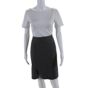 Gunex Womens Wool Knee Length Slit Pencil Skirt Gray Size 6